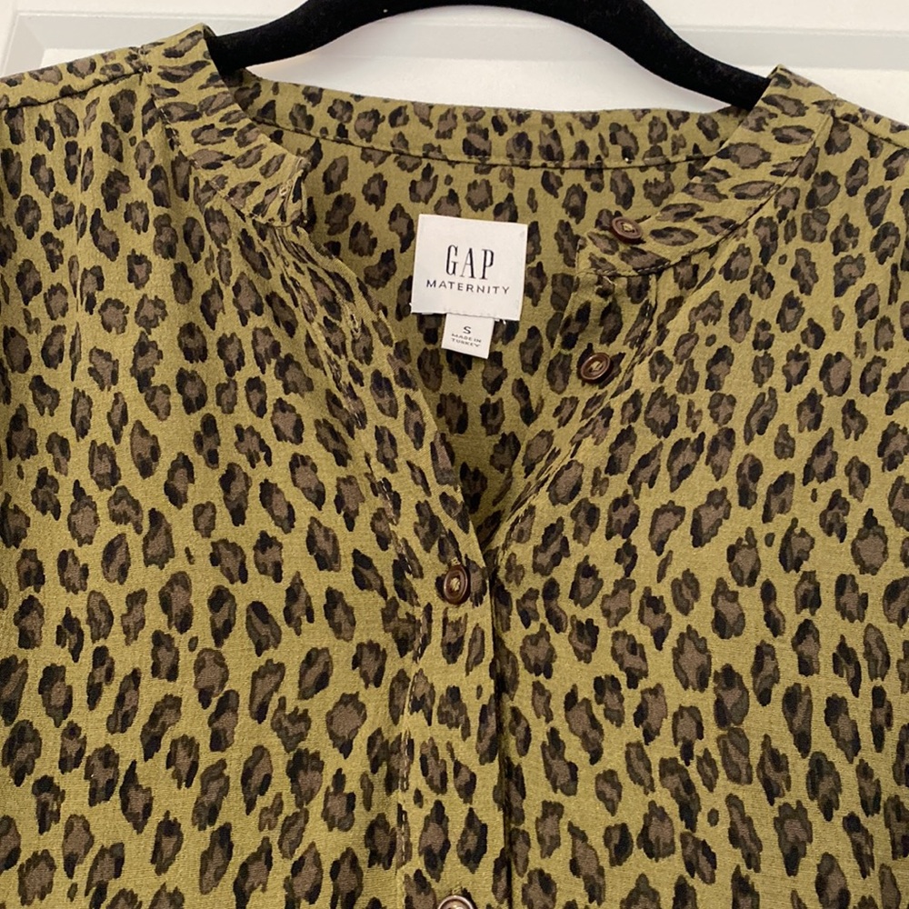 Gap Maternity Leopard Print Split Neck Top - image 2